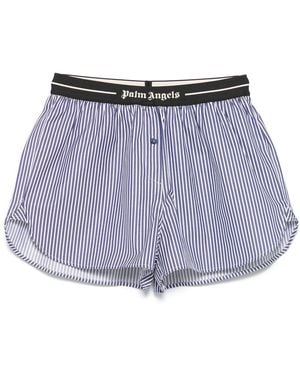 Palm Angels Classic Logo Striped Shorts - Blue