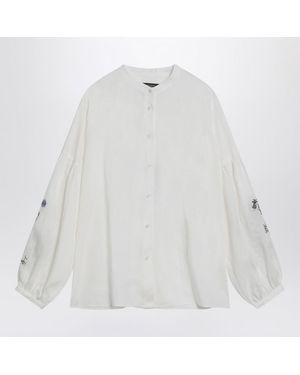 Weekend by Maxmara Ecru Mandarin-collar Shirt In - White