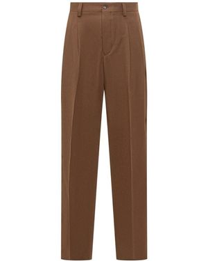 Laneus Pants With Stretch Pleat - Brown