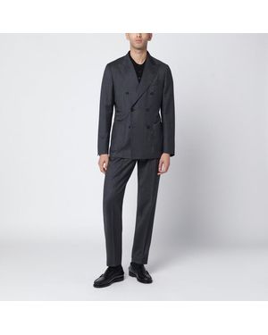 Santaniello Pinstripe Double-Breasted Suit - Black