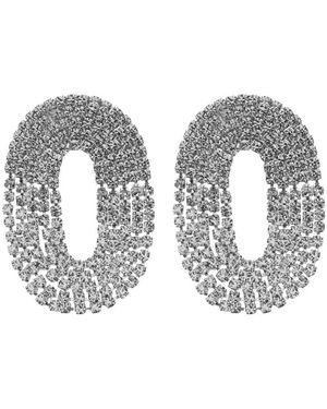 Silvia Gnecchi 'Liberty One' Metallic Earings With Rear Closure And Oval Shape - Grey