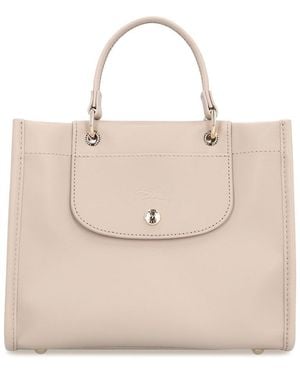 Longchamp S Cabas Leather Bag - Natural
