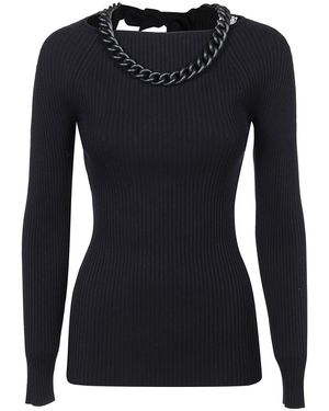 GIUSEPPE DI MORABITO Chain-Detail Viscose-Blend Knit Top - Black