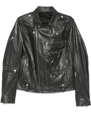 Rick Owens Leather Jacket With Cotton And Cupro Lining - Black