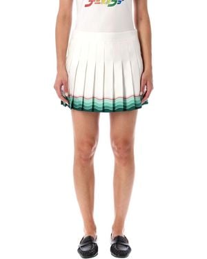 CASABLANCA Multicolour Tennis Pleated Silk Mini Skirt