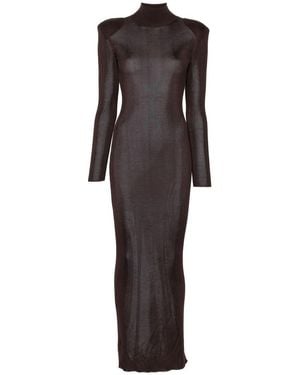 Self-Portrait Viscose Knit Maxi Dress - Brown