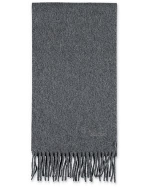 Max Mara Wool Scarf With Embroidered Logo - Grey