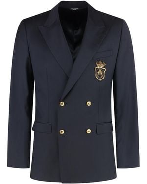 Dolce & Gabbana Double-Breasted Jacket With Patch - Blue