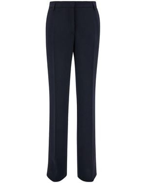 Plain Blue Straight Pants With Concealed Closure In Candy Woman