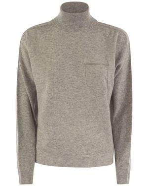 Peserico Cashmere And Viscose Yarn Tricot Jumper - Grey