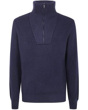 FILIPPO DE LAURENTIIS Half Zip Jumper Clothing - Blue