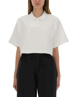 Alexander Wang Cropped Jersey Polo Shirt - White