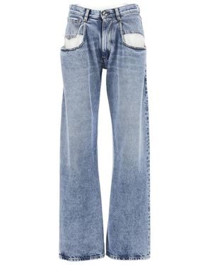 Maison Margiela Cotton Denim Side Cuts Jeans - Blue