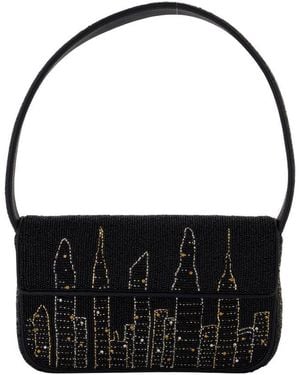 STAUD Tommy Beaded Shoulder Bag - Black