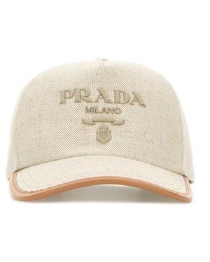 Prada Melange Sand Cotton Blend Baseball Cap - Natural