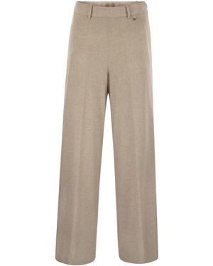 Herno Resort Trousers In Melange Fabric - Natural