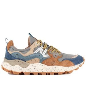 Flower Mountain Yamano 3 Uni Sneakers In Suede And Technical Fabric Gray - Blue