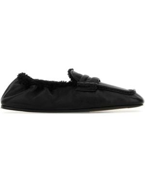 Miu Miu Black Nappa Leather Ruches Loafers