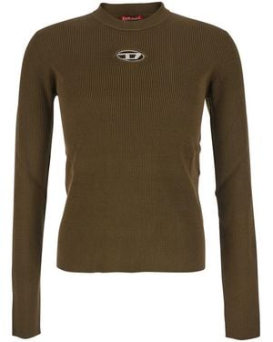 DIESEL 'Zacary' T-Shirt With Round Neck And Oval D Cut-Out On The Front - Green