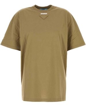 Tシャツ・カットソー PRADA SAGE GREEN JERSEY T-SHIRT Agave Cotton T-shirt | PRADA