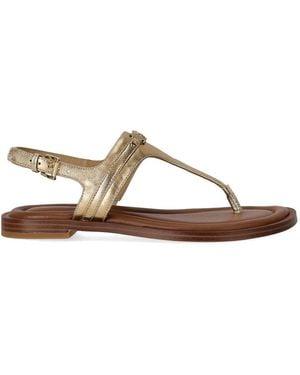 Michael Kors Mandy Gold Thong Sandal - Brown