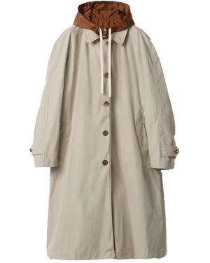 Miu Miu Reversible Single-Breasted Panama Cotton And Technical Pongé Coat - Natural