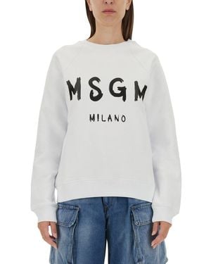 MSGM Sweatshirt With Brushed Logo Print - Grey