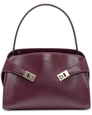 Ferragamo Ferragamo Hug S Bag In Bordeaux Leather - Purple