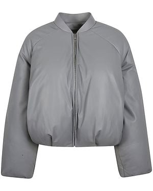 Loewe Leather Padded Bomber Jacket - Grey