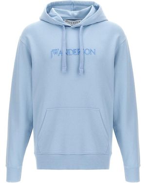 JW Anderson Logo Embroidery Hoodie - Blue