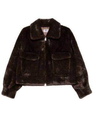Betta Corradi Brown Faux Fur Bomber Jacket - Black