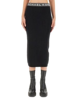 Michael Kors Slim-Fit Midi Skirt With Comfortable Waistband - Black