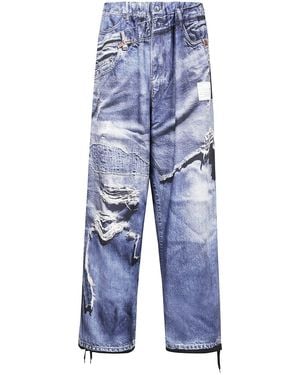 Maison Mihara Yasuhiro T.A.Trompe L'Oeil Denim Trousers - Blue