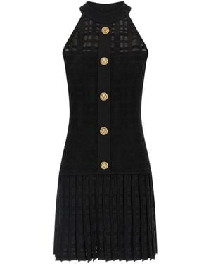 Balmain Tartan Knit Dress - Black