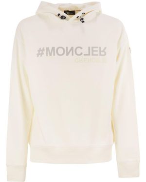 Moncler Logo Cotton Hoodie - White