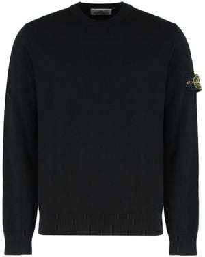Stone Island Virgin Wool Crew-Neck Jumper - Black