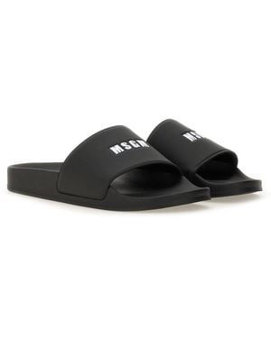 サンダル MSGM Men Sandals 3840MS20886499 Black M.S.G.M. Slide Sandal With Logo - Black - Men | 3840MS20886499