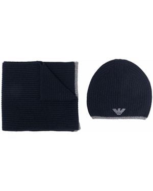 Emporio Armani Scarf And Beanie Set - Blue