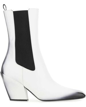 Prada Leather Ankle Boots - White