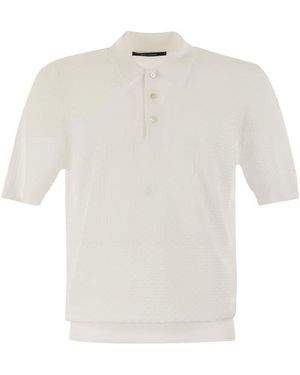 Tagliatore Knitted Cotton Polo Shirt - White