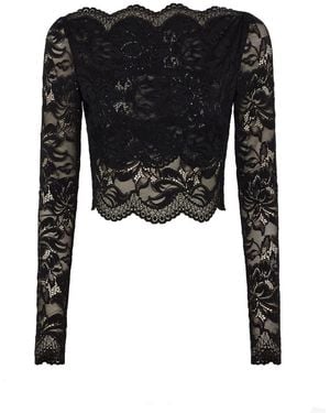 Rabanne Cropped Lace Top - Black