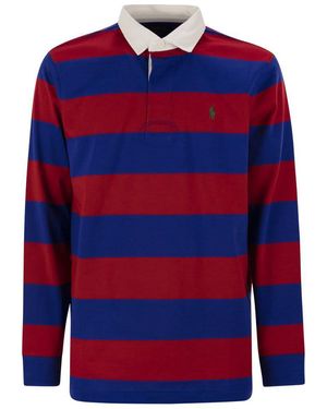 Polo Ralph Lauren Striped Cotton Rugby Jersey - Red