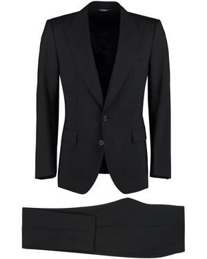 Dolce & Gabbana Three-piece Sicily Suit In Stretch Pinstripe Wool - Black