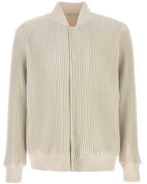 Homme Plissé Issey Miyake Homme Plisse' Issey Miyake Ivory Polyester Bomber Jacket - Natural
