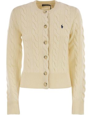 Polo Ralph Lauren Wool And Cashmere Cable Knit Cardigan - Natural