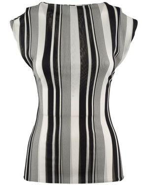 Philosophy Di Lorenzo Serafini Striped Mock Neck Top Slim - Black