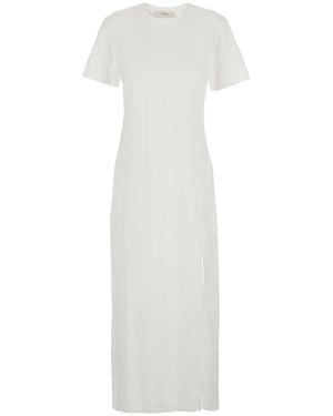 Jucca Dress With Round Neck And Front Single Slit - White