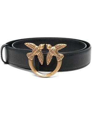 Pinko 'Love Birds' Belt With Logo Buckle - Black