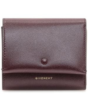 Givenchy Leather Mini Trifold Wallet - Purple