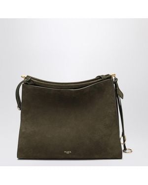 Alaïa Le Click Medium Square Khaki Nubuck Bag - Green